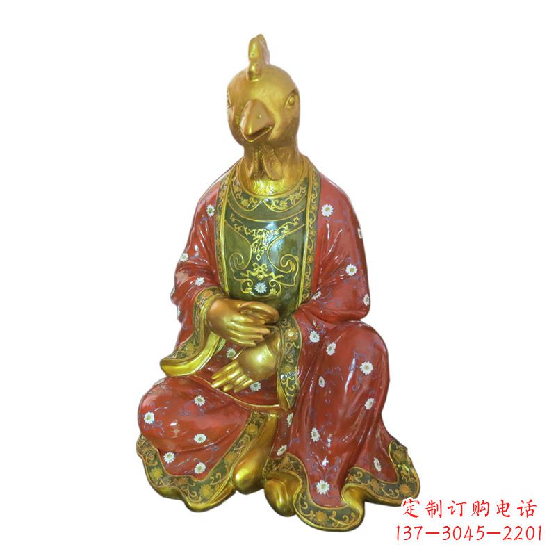 潍坊鸡-玻璃钢彩绘生肖雕塑