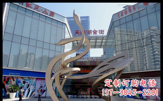 潍坊高雅大气的不锈钢抽象天鹅雕塑