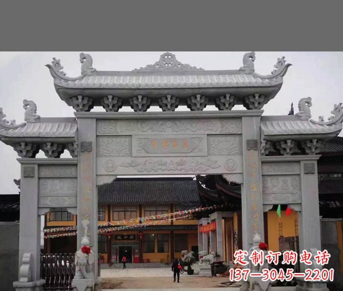 潍坊专业街边道路三门石牌坊雕塑制作