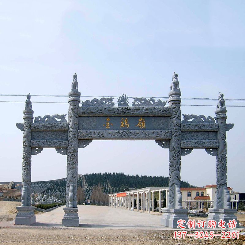 潍坊金鸡岭景区石雕牌坊特色雕塑定制