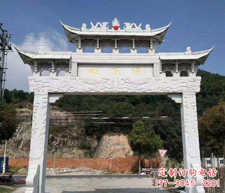 潍坊景区单门牌坊石雕