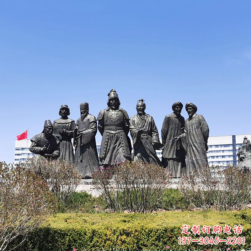 潍坊景区公园成吉思汗人物群景观铜雕
