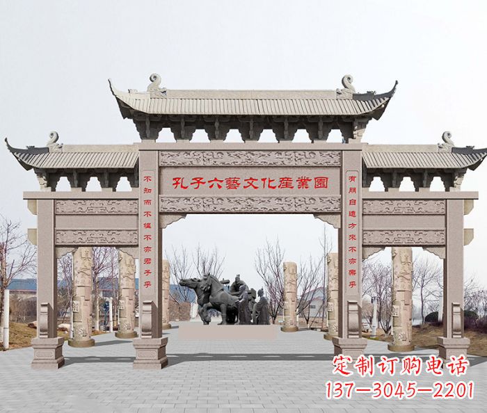 潍坊景区三门石雕牌坊-高质美观可靠的雕塑装置