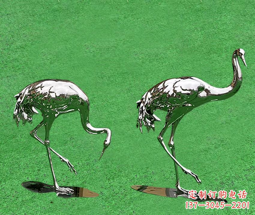 潍坊精美镜面不锈钢动物鹤雕塑