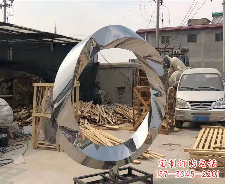 潍坊镜面不锈钢几何圆环雕塑
