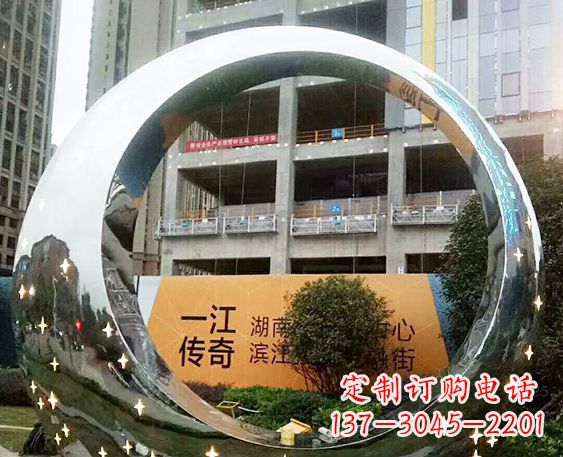 潍坊让您的空间脱颖而出!时尚镜面不锈钢圆环景观雕塑