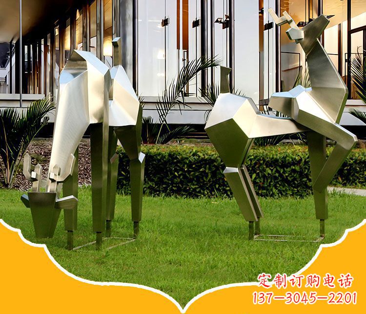 潍坊镜面福鹿不锈钢雕塑