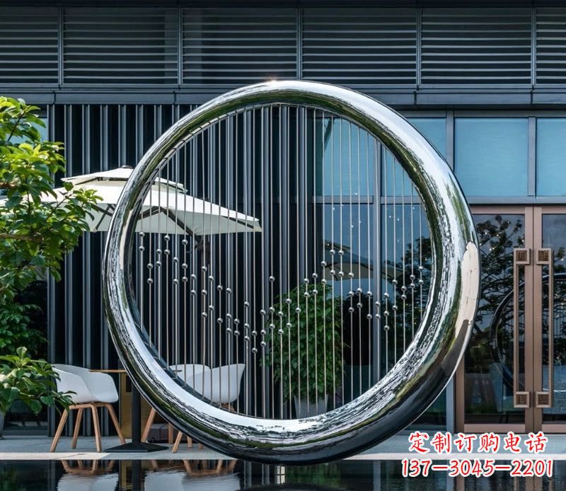 潍坊精美的镜面不锈钢圆环雕塑