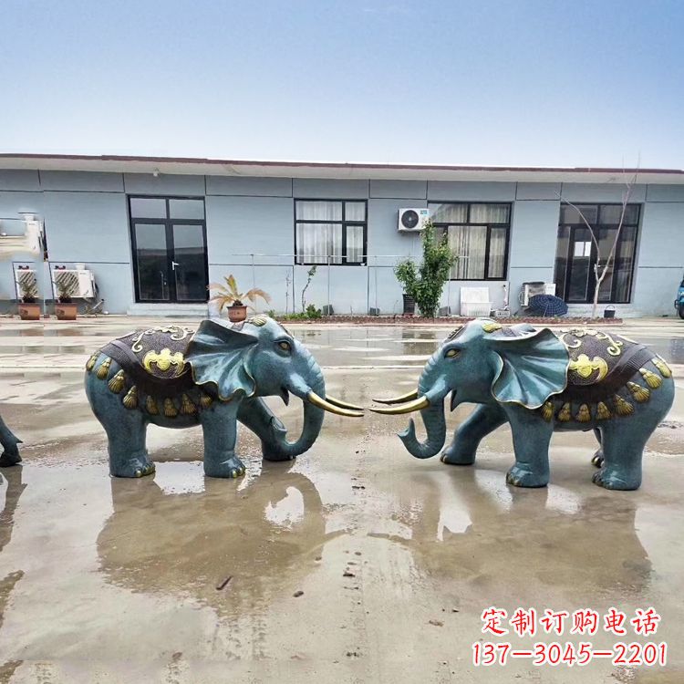 潍坊烤漆铜雕小象雕塑