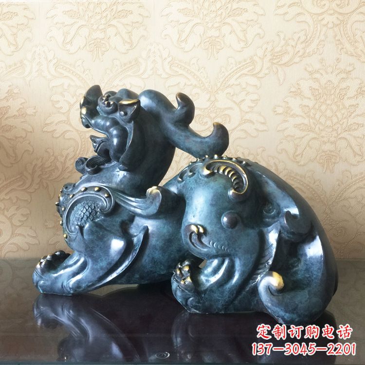 潍坊烤漆铜雕貔貅神兽动物摆件