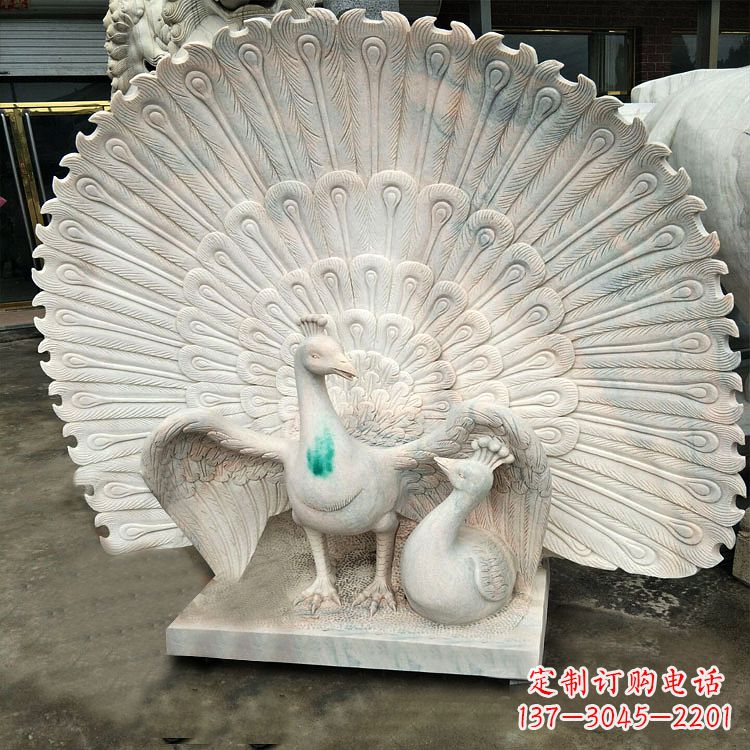 潍坊孔雀汉白玉石雕