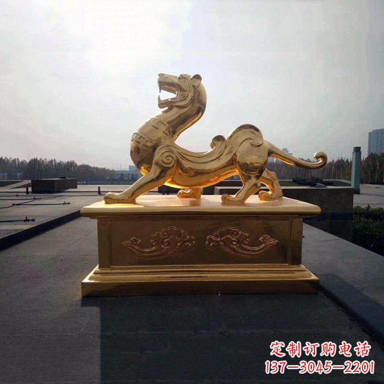 潍坊引领神兽,虎魂鎏金铜雕