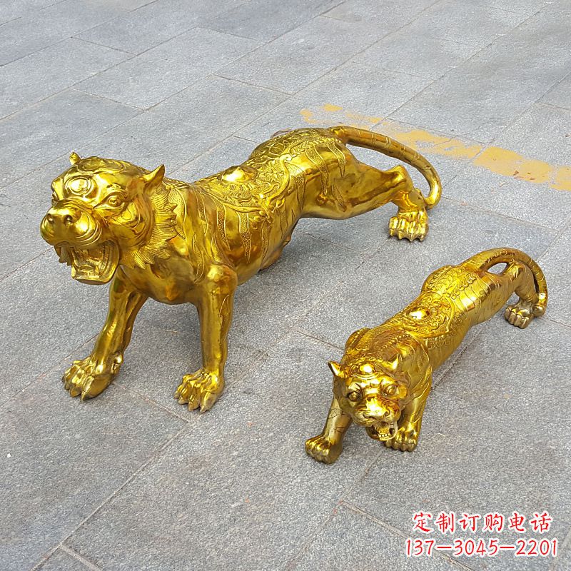 潍坊鎏金生肖老虎铜雕动物雕塑