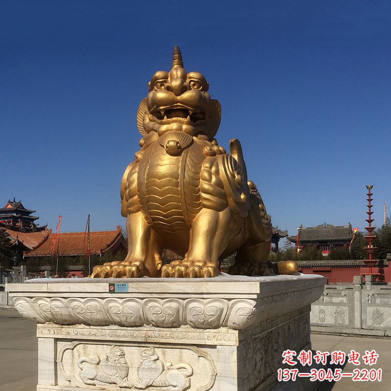 潍坊鎏金獬豸铜雕,为您提供精美的景观雕塑