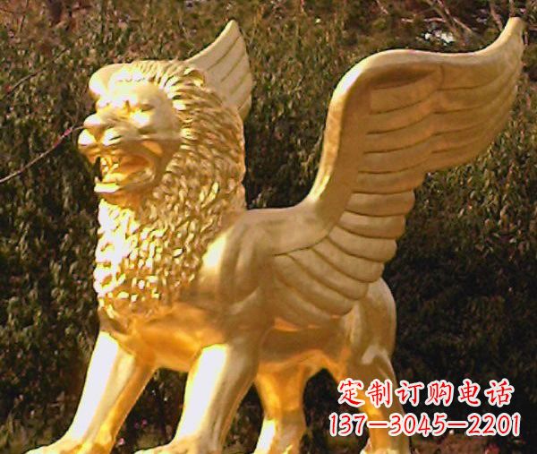 潍坊鎏金西洋狮子飞狮铜雕,尊贵非凡