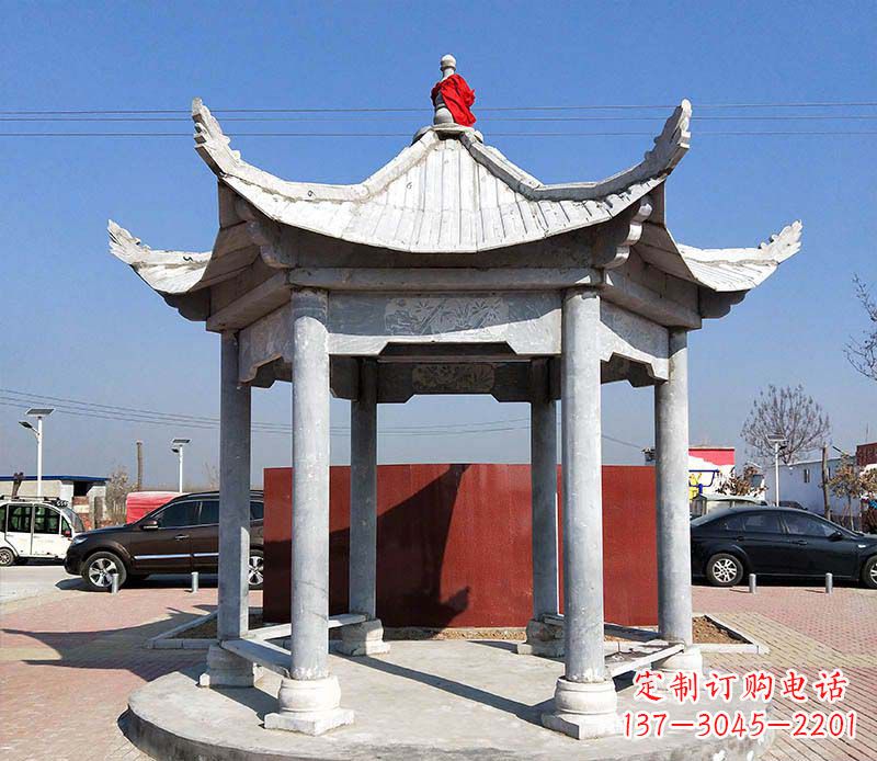 潍坊六角仿古凉亭雕塑,古朴迷人