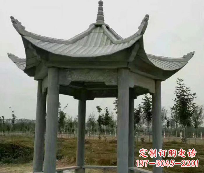 潍坊精美六角石凉亭雕塑