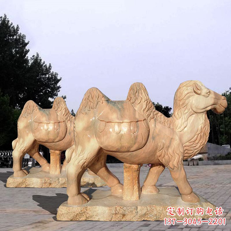 潍坊骆驼雕塑晚霞红石雕动物