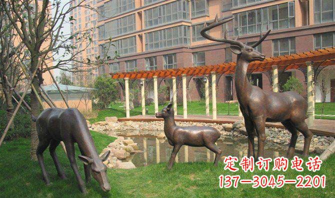 潍坊梅花鹿小区景观动物铜雕