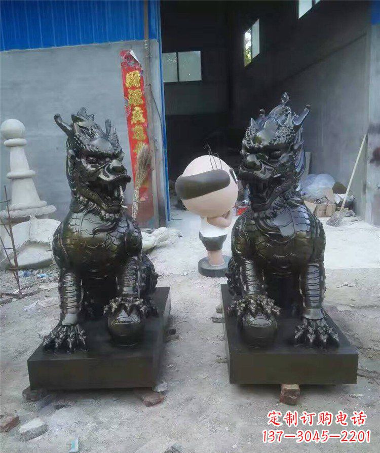 潍坊中领雕塑——神兽铜雕麒麟护持您的门口