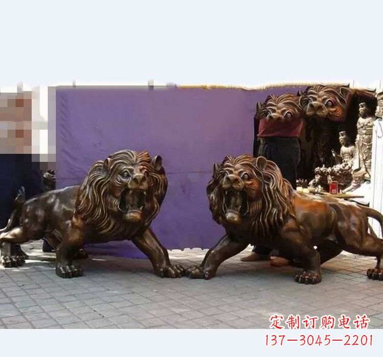 潍坊中领雕塑精心打造的正宗西洋狮子铜雕，表面…