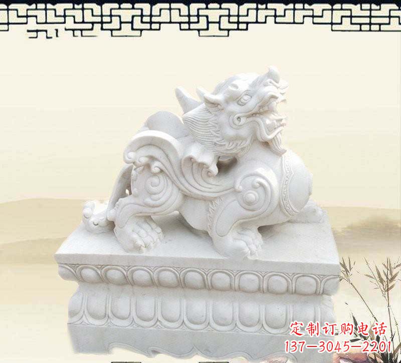 潍坊精美貔貅石雕雕塑,烘托家门口的神秘感