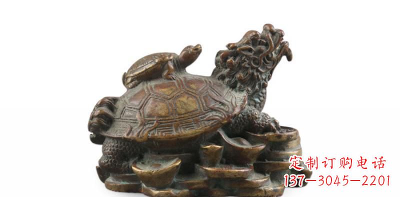 潍坊雕塑非凡,铜雕龙龟母子精美
