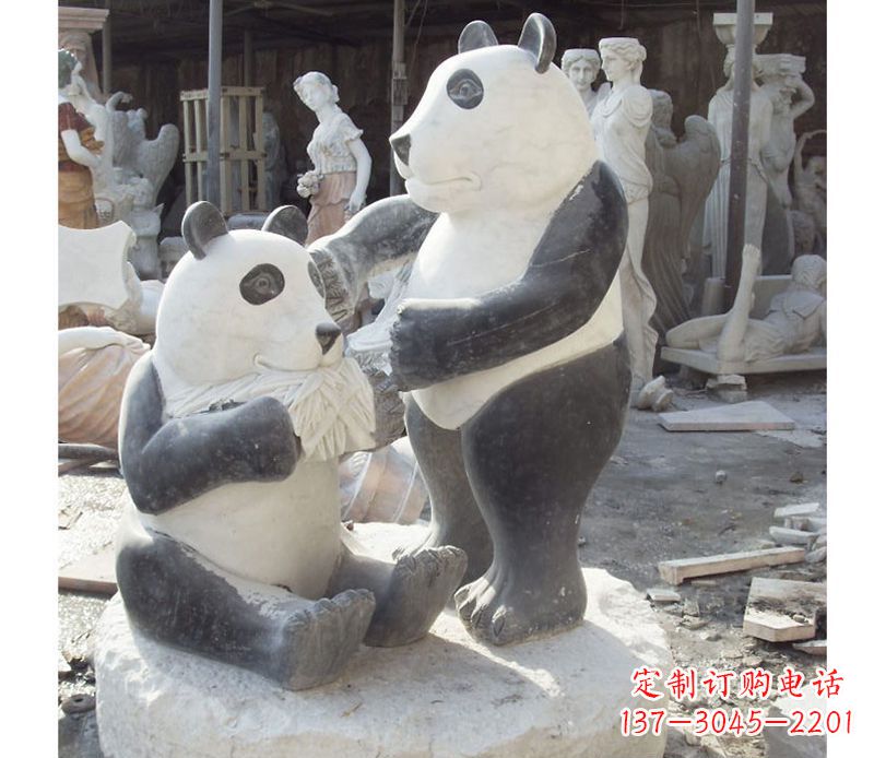 潍坊母子熊猫石雕