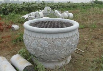潍坊荷花花盆公园景观石雕，千般美妙一览无余