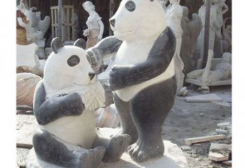 潍坊母子熊猫石雕，传达真挚的亲情