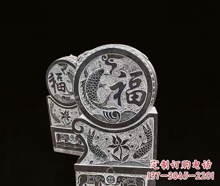 潍坊年年有余石门墩仿古抱鼓石
