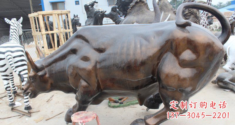 潍坊牛玻璃钢仿铜动物雕塑