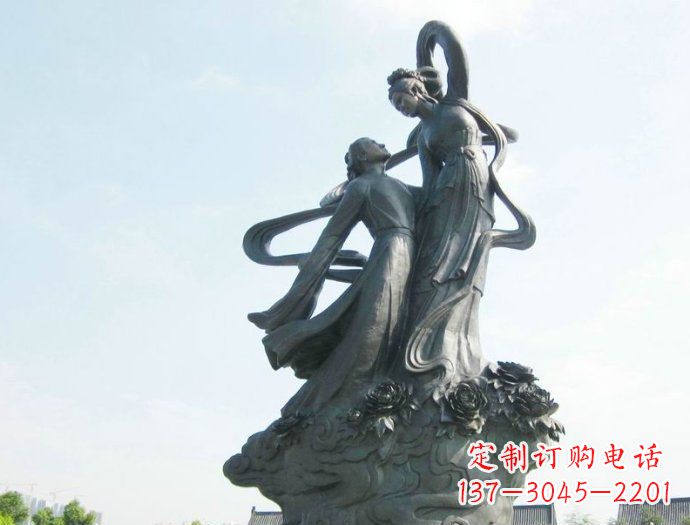 潍坊铸就爱情经典,中领雕塑定制牛郎织女广场雕塑