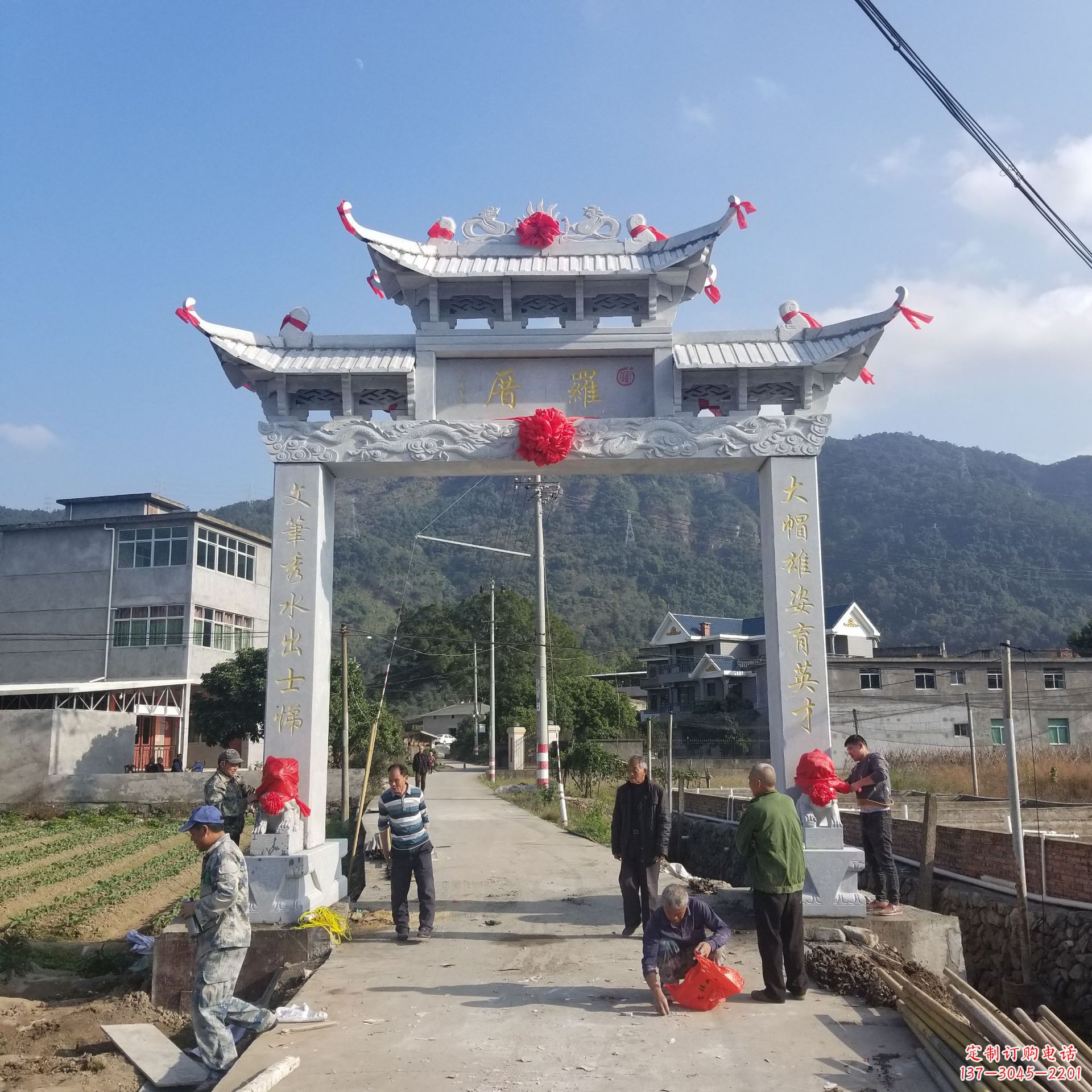 潍坊定制精美农村单门石牌坊雕塑