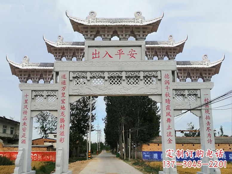 潍坊用高质量石雕打造精美牌楼雕塑