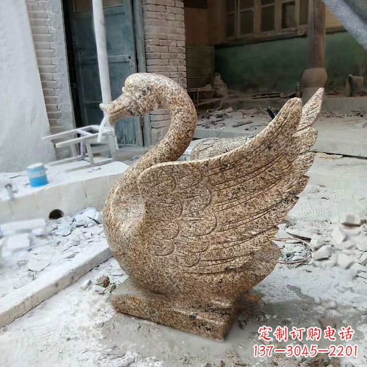 潍坊应用天鹅花岗岩制作的喷水雕塑