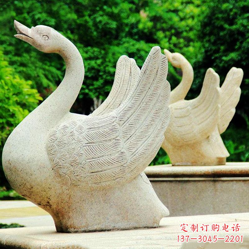 潍坊高雅优美的砂岩天鹅雕塑