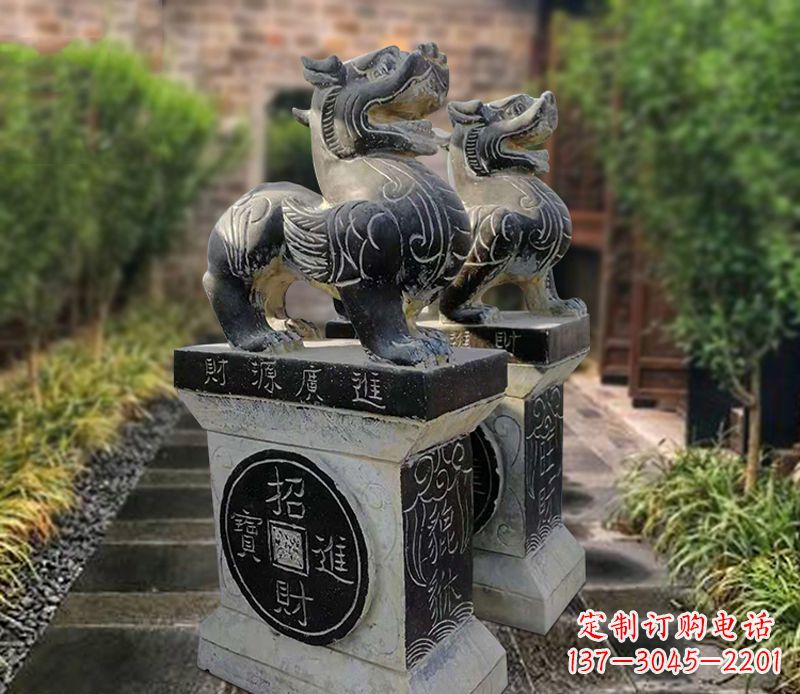 潍坊貔貅石雕小区看门雕塑
