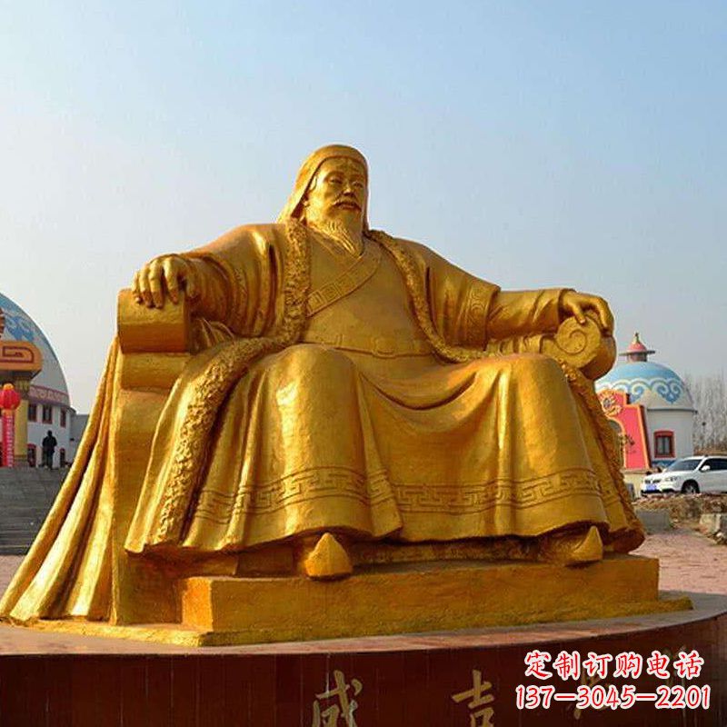 潍坊雕刻古代传奇军事家成吉思汗铜雕像