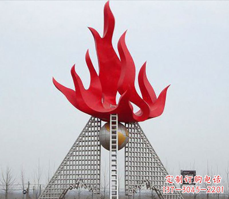 潍坊金色火苗-优雅华贵的不锈钢景观雕塑