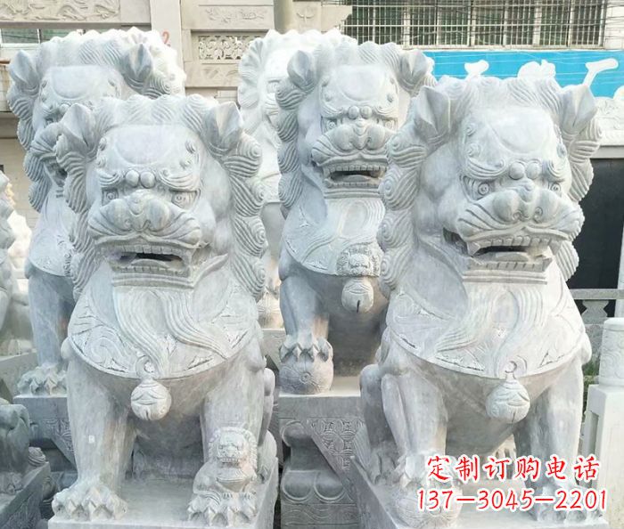 潍坊企业景观大理石狮子石雕 (8)