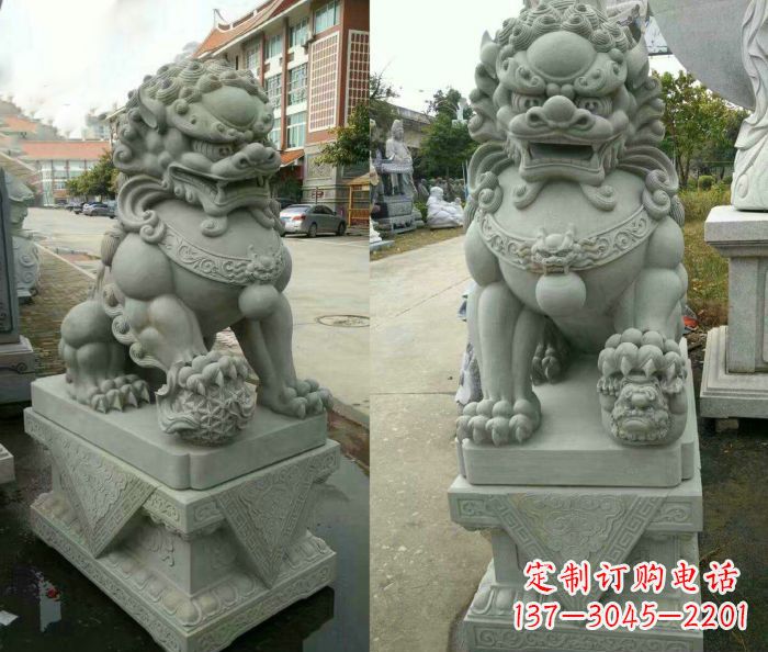潍坊企业景观大理石狮子石雕 (12)