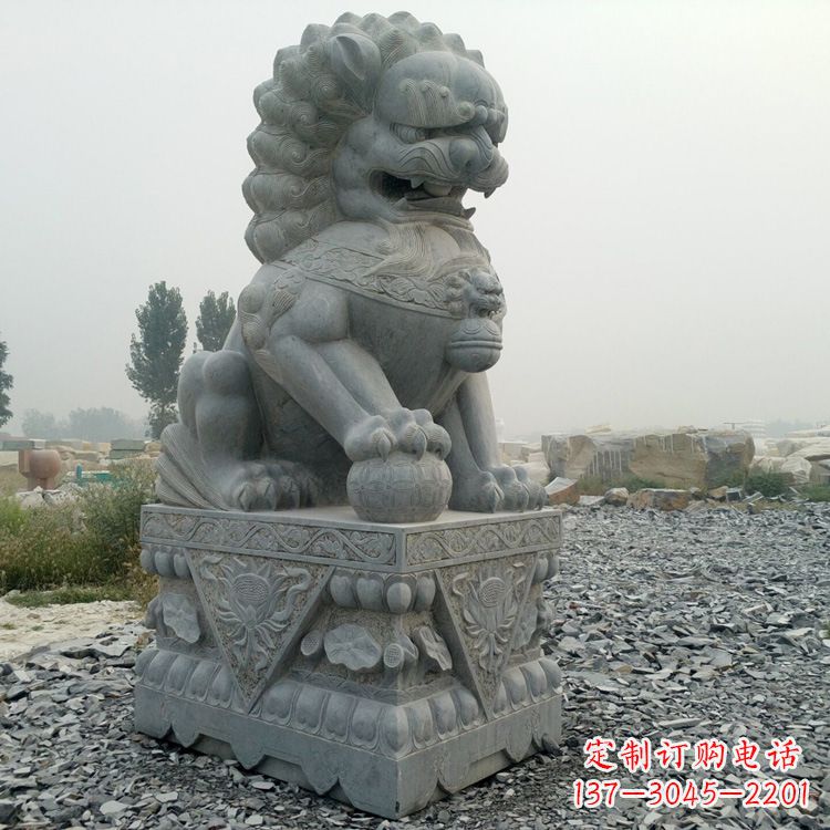 潍坊青石北京狮子雕塑,雕刻传承千古之魅力