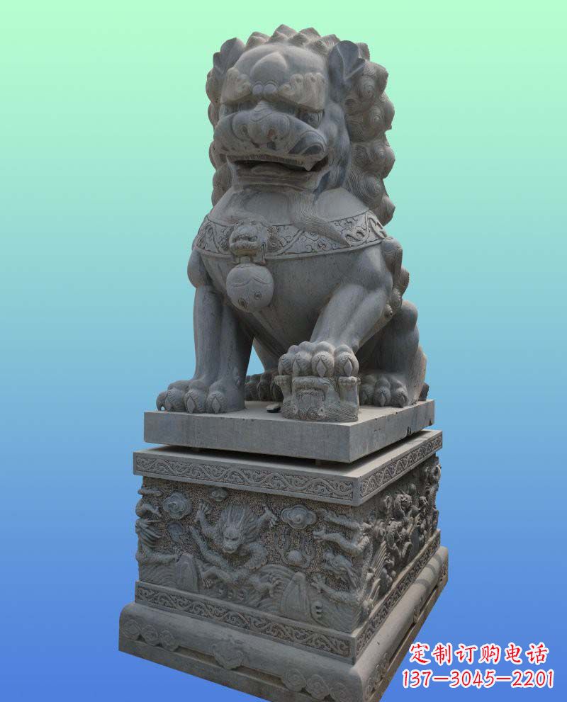 潍坊传统工艺与现代美感完美结合的青石狮子雕塑