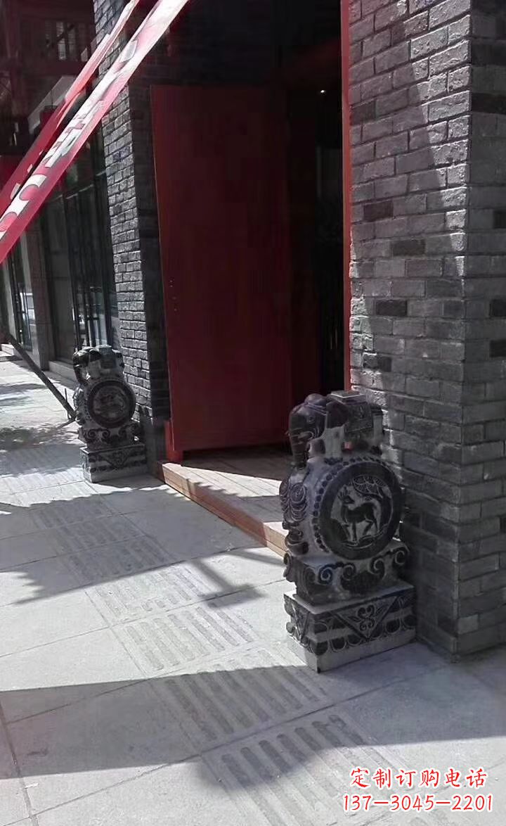 潍坊青石雕刻大象门墩抱鼓石