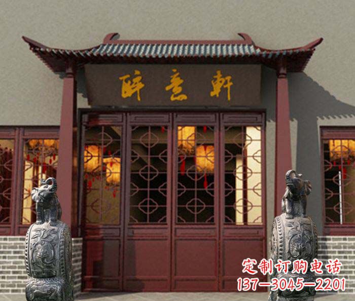 潍坊门口镇宅装饰,招财进宝——青石大象雕塑