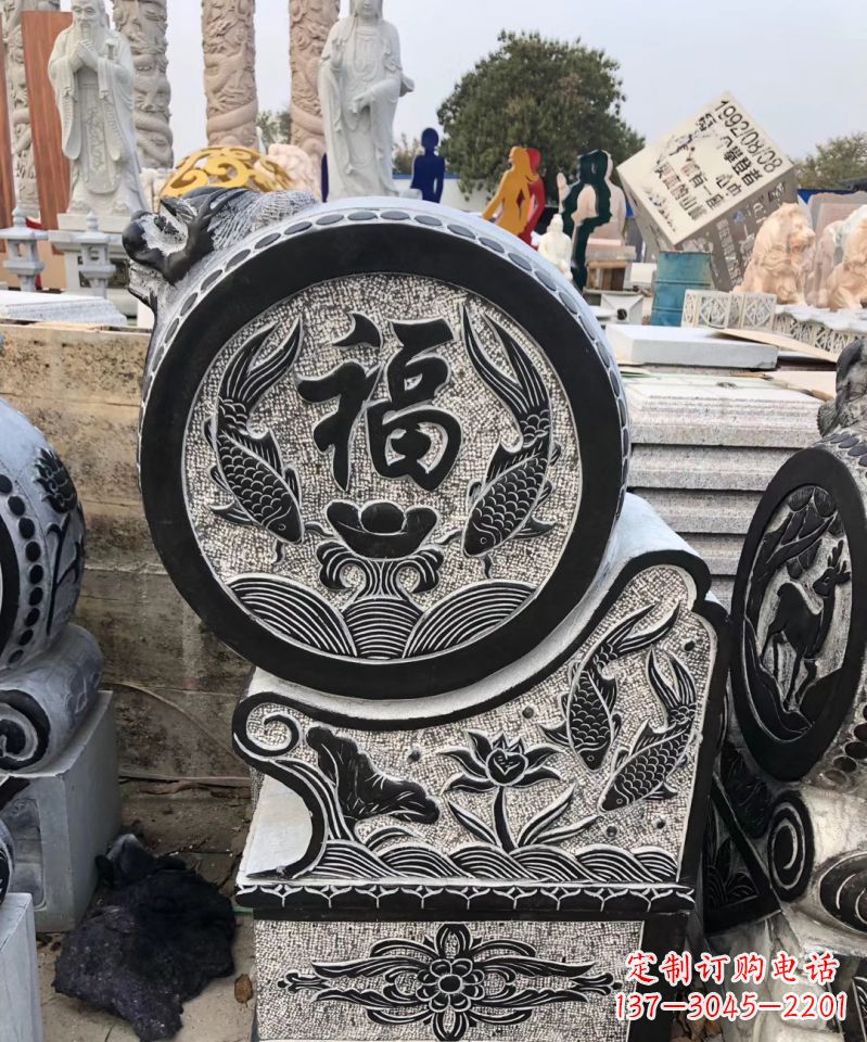 潍坊高雅精致的青石仿古门墩雕塑