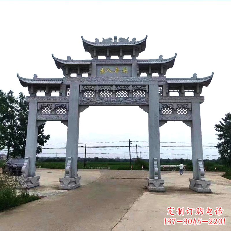 潍坊青石仿古农村牌坊雕塑