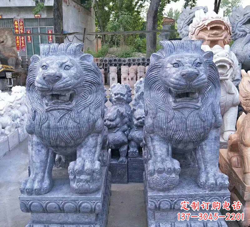 潍坊青石仿古西洋狮子石雕,典雅大气
