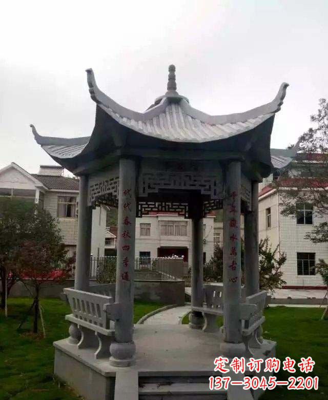 潍坊精美绝伦青石六角凉亭雕塑